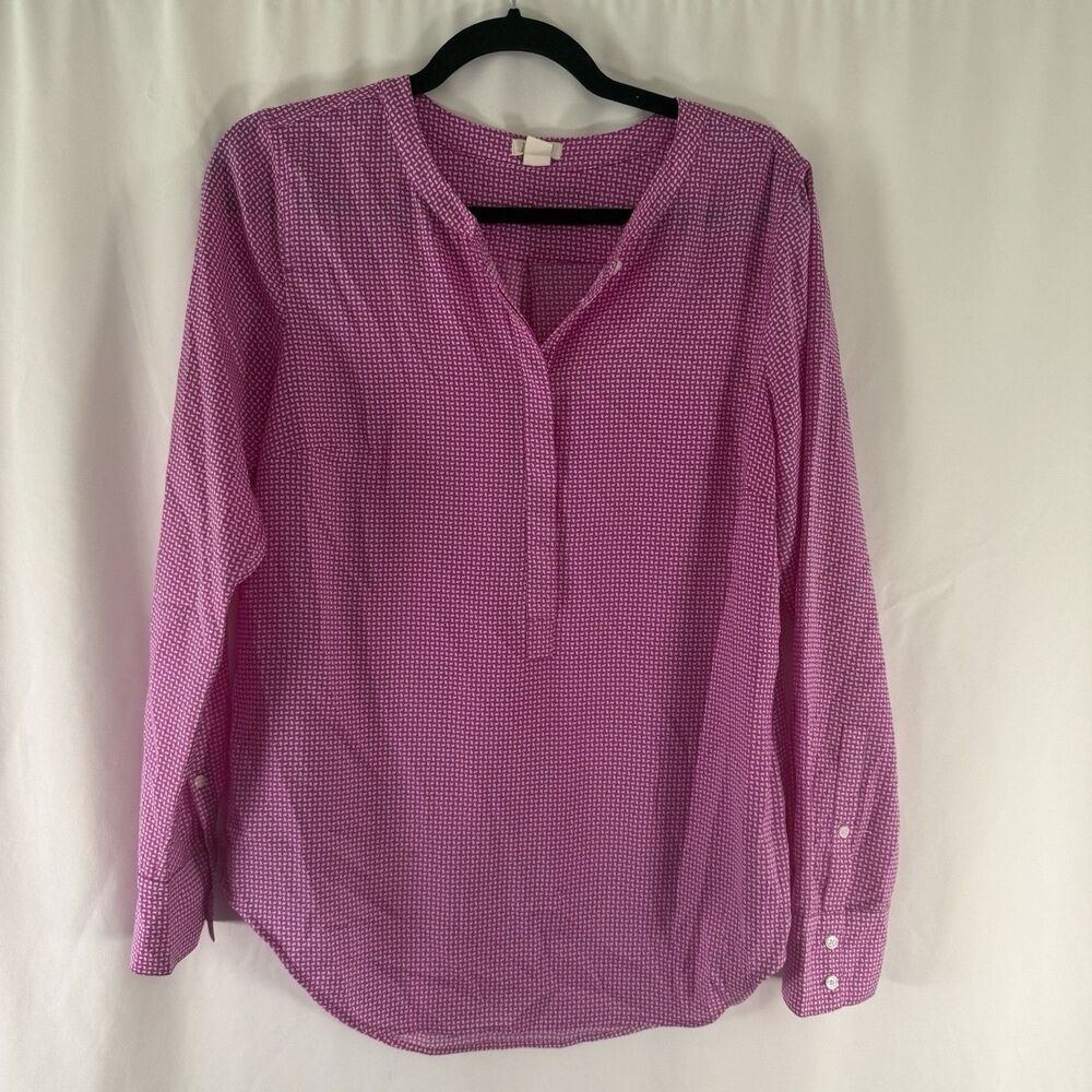 J. Crew Blouse Women's Small Purple Long Sleeve Crew Neck Lightweight